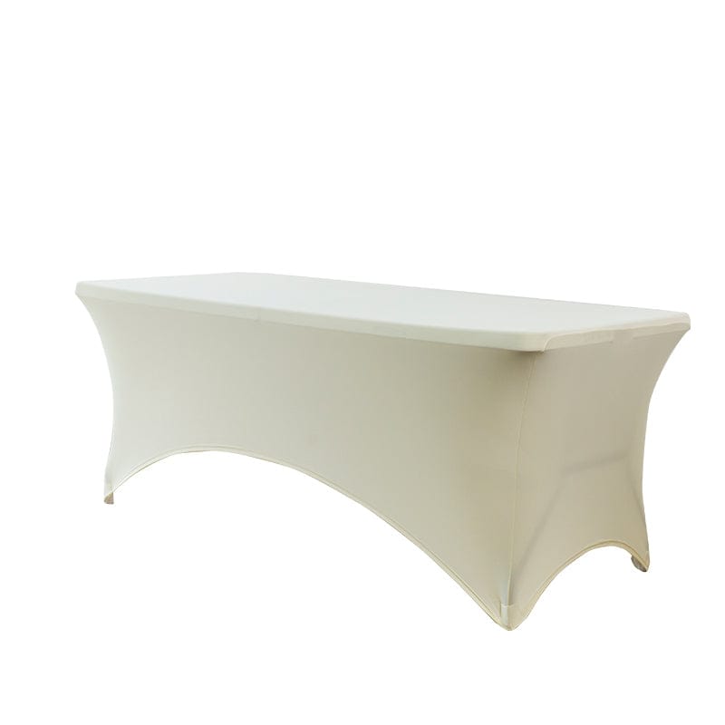 Chivari 5-Pack Ivory Spandex 250gsm 8 Foot Folding Table Cover SX-SPANXTB-8FT-IVR-5