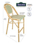 Toulouse Beige and Green French Bistro Barstool BBPW-AX-T