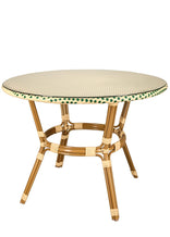 40" Round Glass Top Beige and Green Rattan French Bistro Table