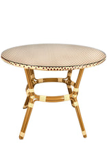 40" Round Glass Top Beige and Maroon Rattan French Bistro Table