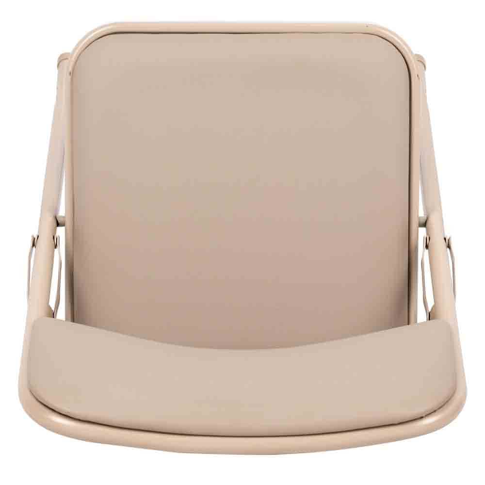 Chivari Beige Metal Folding Chair with  Beige Vinyl Cushion CFMVBEBE1-CX-T