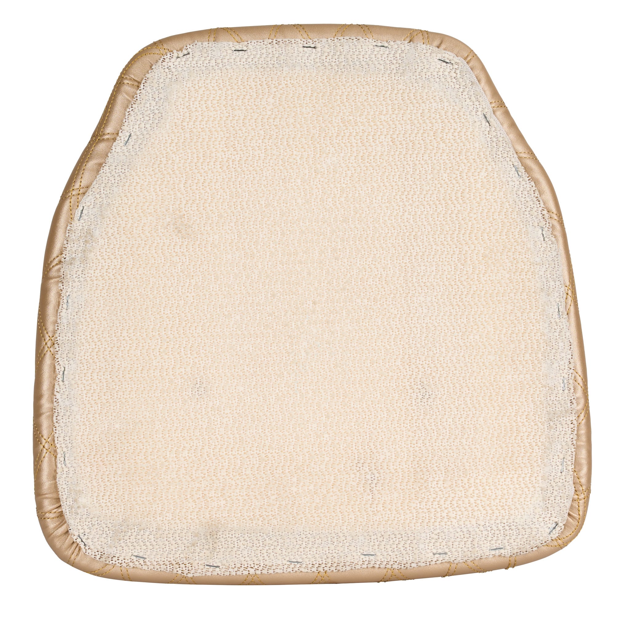 Chivari Gold Vinyl Panel Back Chiavari Cushion with Bentley Stitching and SlipNot™ Technology CUSHPANVINBENTG-A