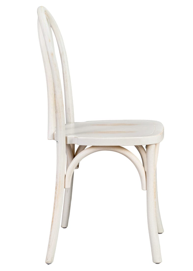 Chivari White Distressed ToughWood™ Bentwood Chair CBWW-ZG-T