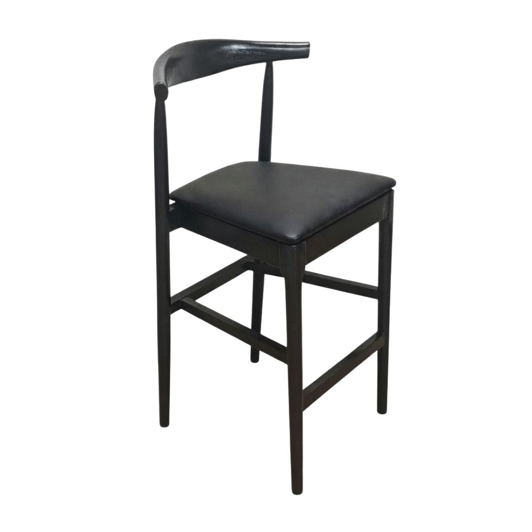 Chivari Black Horn Wood Bar Stool with Black Vinyl Cushion BHWB-SHVBL-KT