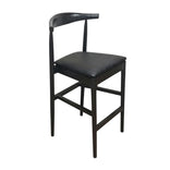 Black Horn Wood Bar Stool with Black Vinyl Cushion