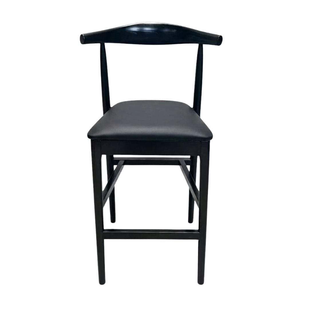 Chivari Black Horn Wood Bar Stool with Black Vinyl Cushion BHWB-SHVBL-KT