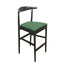 Black Horn Wood Bar Stool with Hunter Green Vinyl Cushion