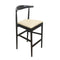 Chivari Black Horn Wood Bar Stool with Ivory Vinyl Cushion BHWB-SHVIV-KT
