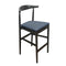 Chivari Black Horn Wood Bar Stool with Navy Blue Vinyl Cushion BHWB-SHVNB-KT