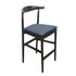 Chivari Black Horn Wood Bar Stool with Navy Blue Vinyl Cushion BHWB-SHVNB-KT
