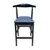 Chivari Black Horn Wood Bar Stool with Navy Blue Vinyl Cushion BHWB-SHVNB-KT