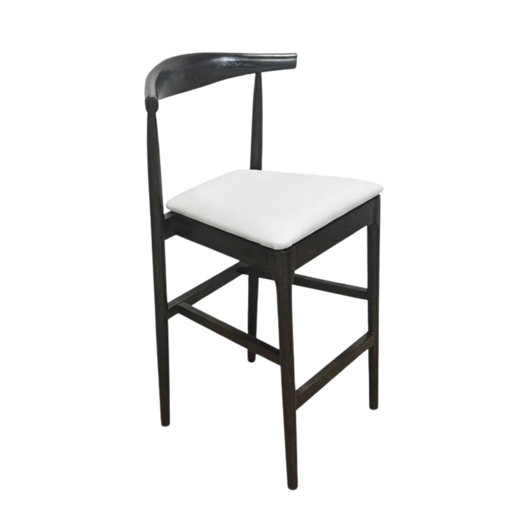 Chivari Black Horn Wood Bar Stool with White Vinyl Cushion BHWB-SHVWH-KT