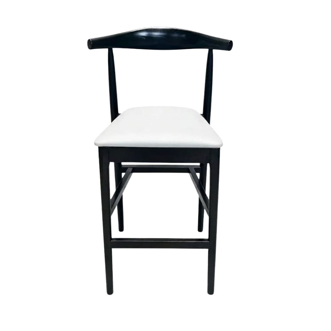 Chivari Black Horn Wood Bar Stool with White Vinyl Cushion BHWB-SHVWH-KT