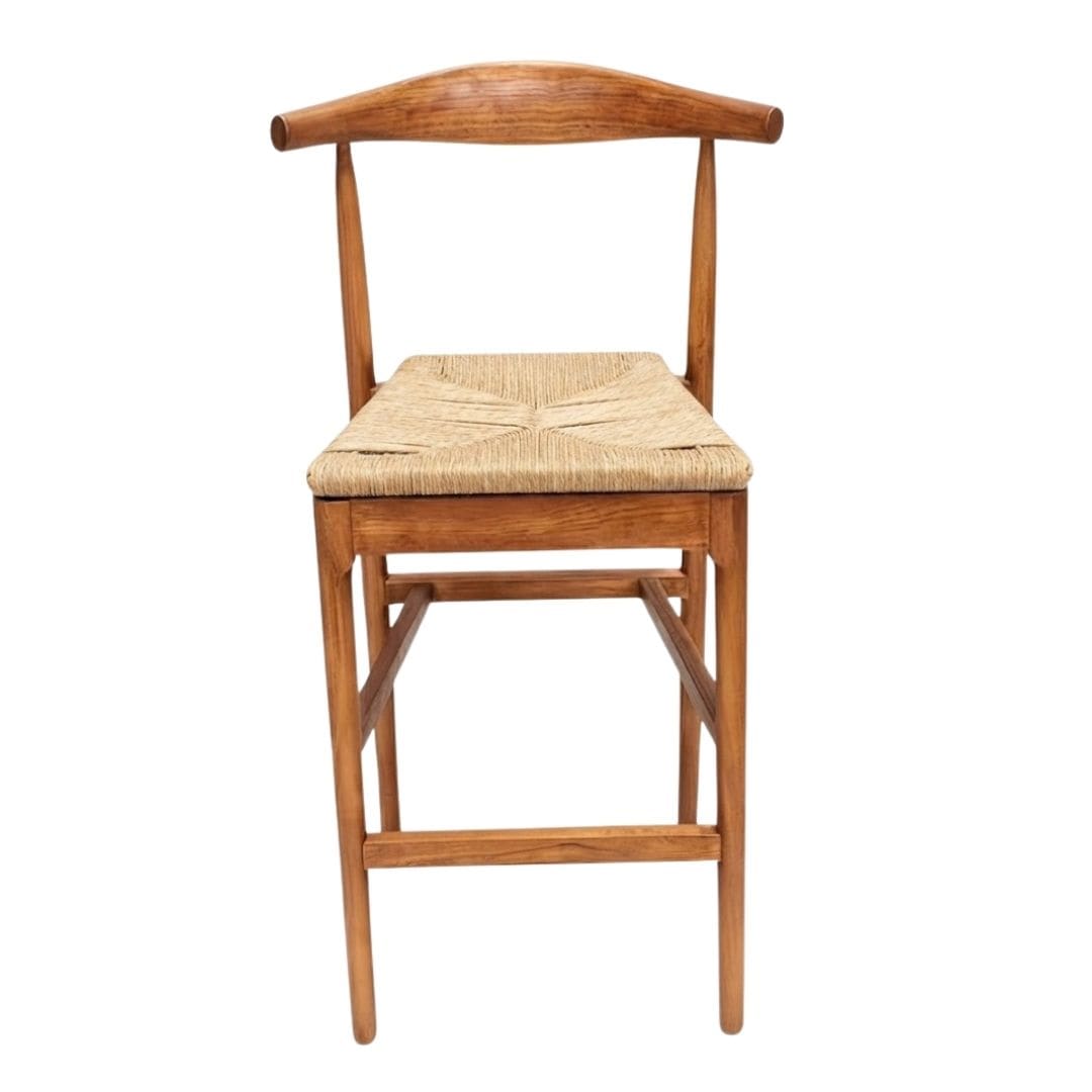 Chivari Chestnut Horn Wood Bar Stool with Natural Rope Seat BHWC-SHRNT-KT