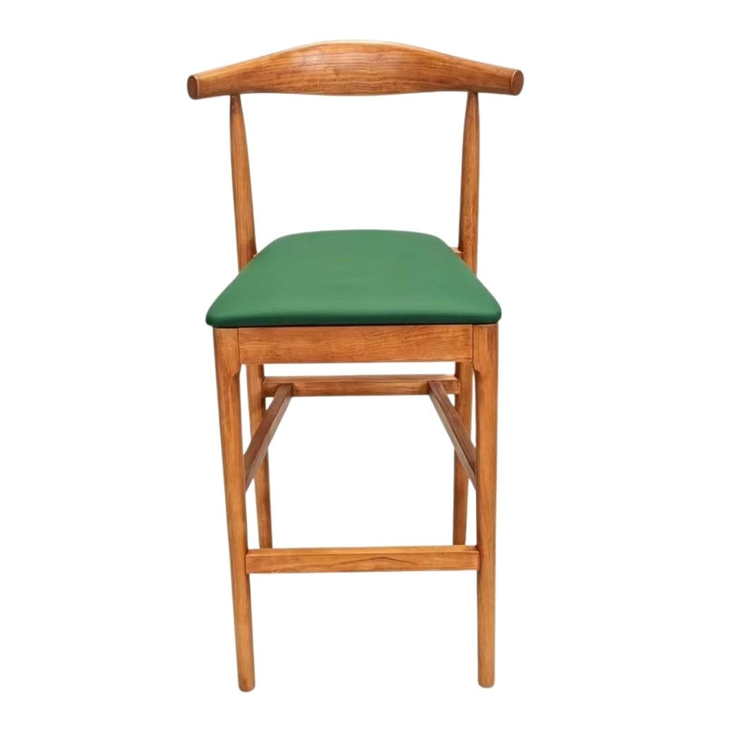 Chivari Chestnut Horn Wood Bar Stool with Hunter Green Vinyl Cushion BHWC-SHVHG-KT