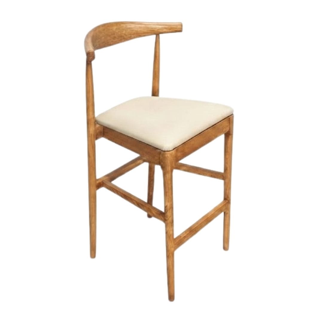 Chivari Chestnut Horn Wood Bar Stool with Ivory Vinyl Cushion BHWC-SHVIV-KT
