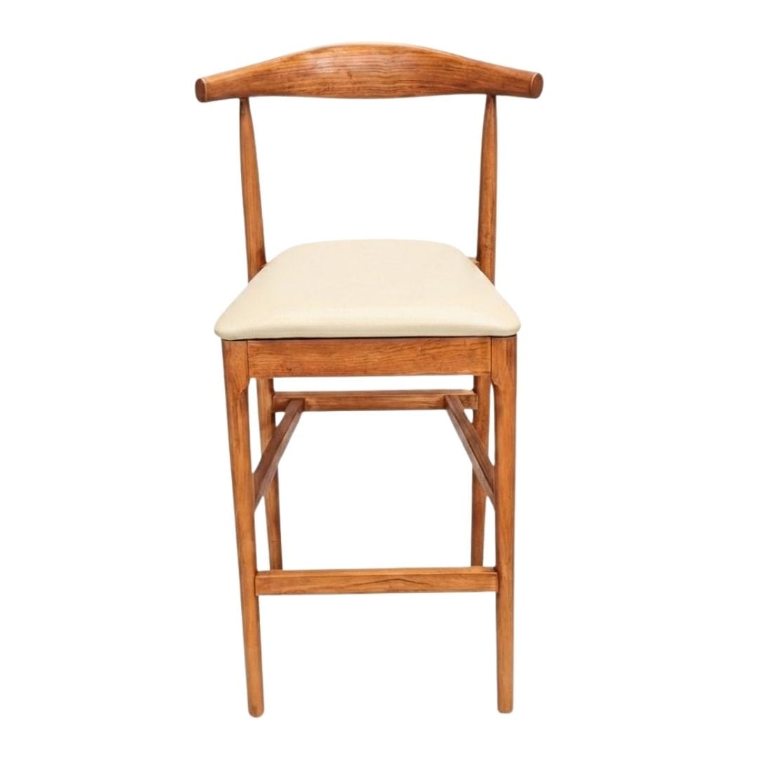 Chivari Chestnut Horn Wood Bar Stool with Ivory Vinyl Cushion BHWC-SHVIV-KT