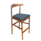Chivari Chestnut Horn Wood Bar Stool with Navy Blue Vinyl Cushion BHWC-SHVNB-KT