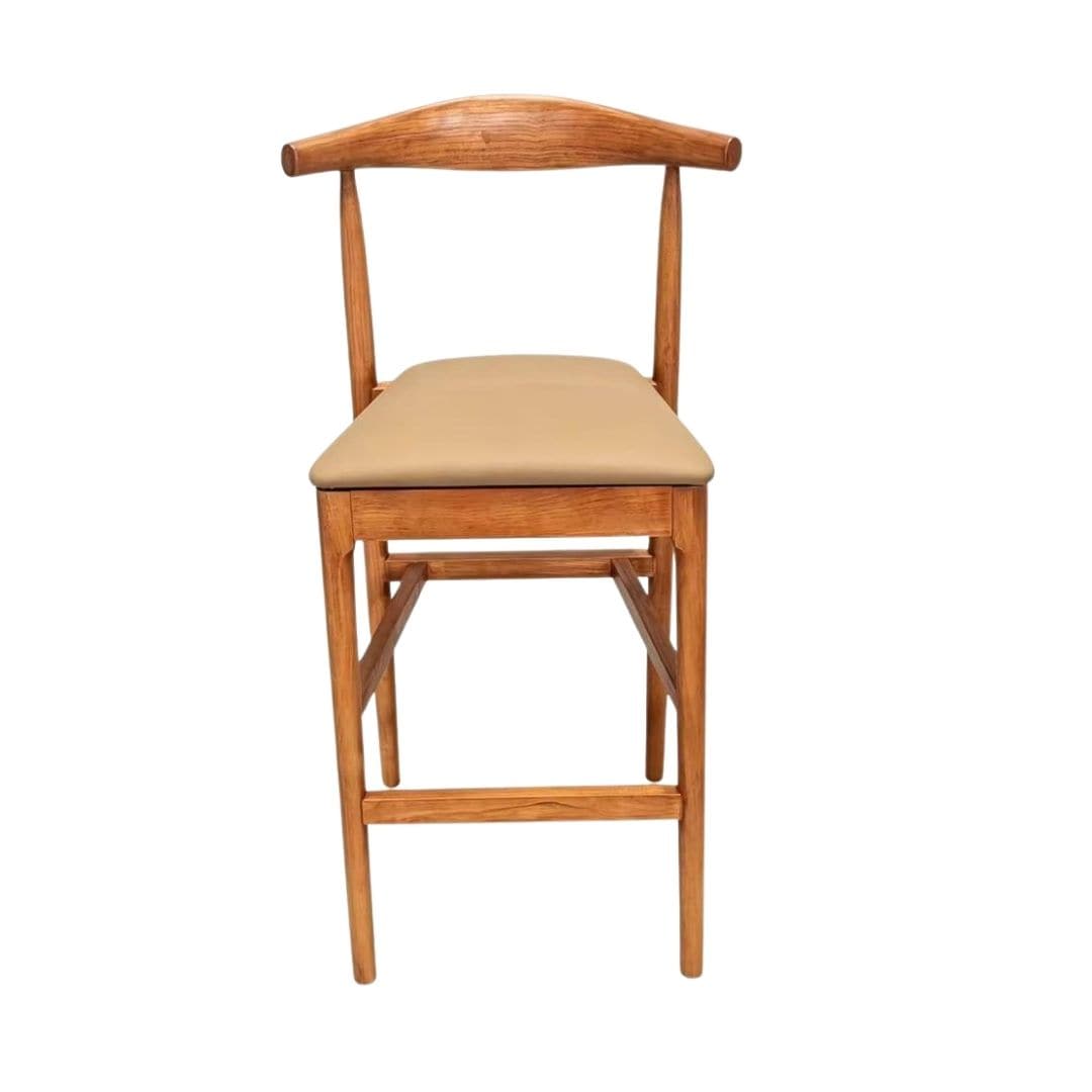 Chivari Chestnut Horn Wood Bar Stool with Taupe Vinyl Cushion BHWC-SHVTP-KT