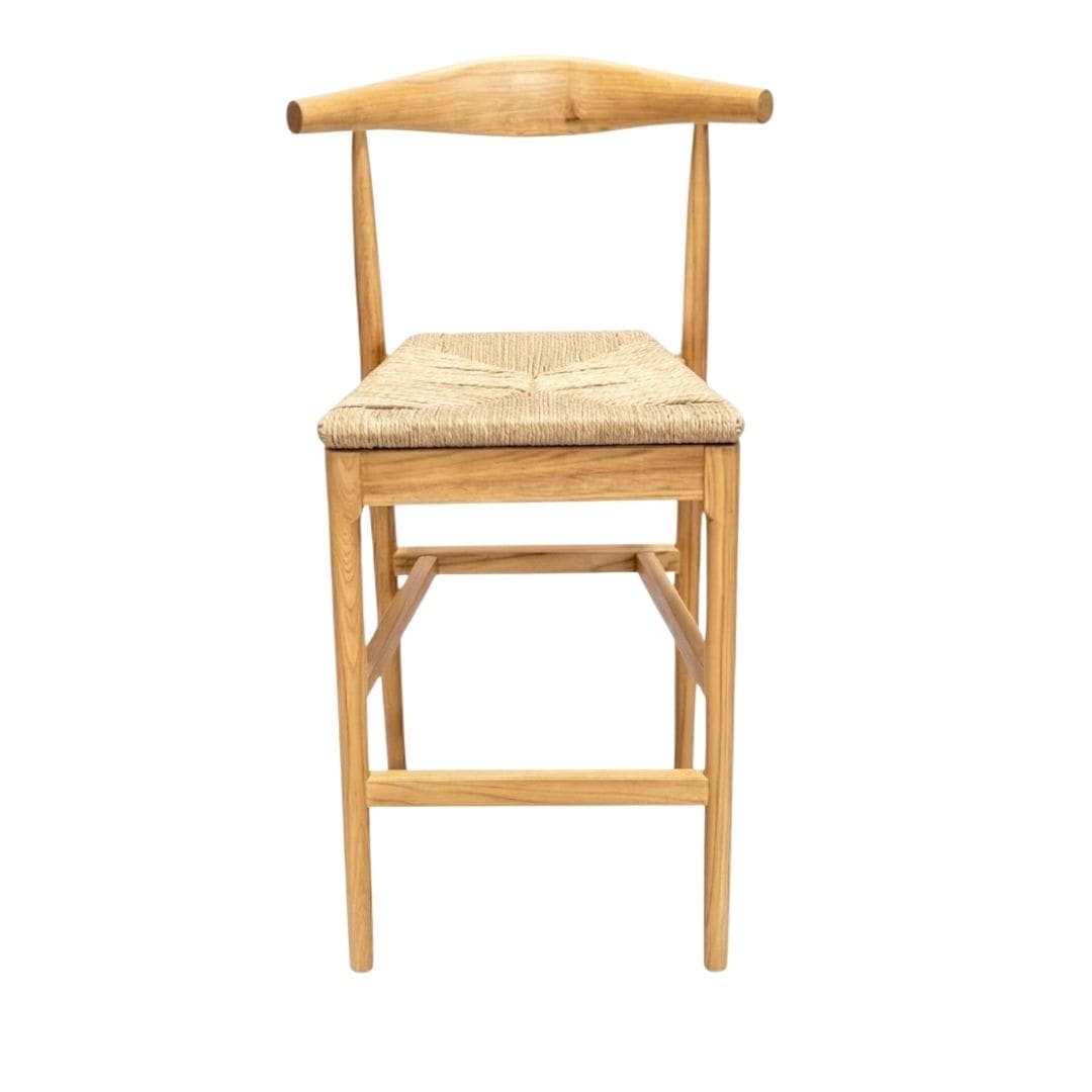 Chivari Natural Horn Wood Bar Stool with Natural Rope Seat BHWN-SHRNT-KT