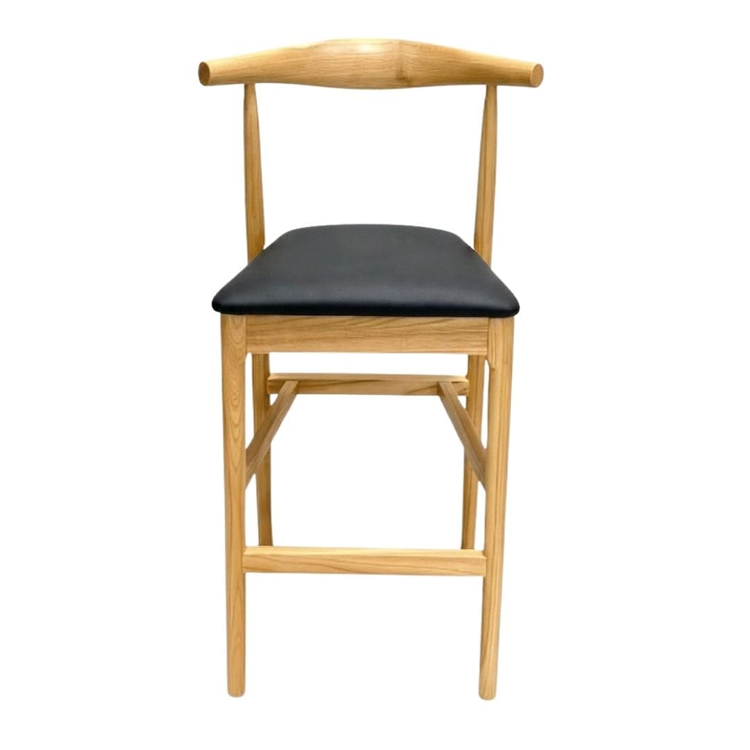 Chivari Natural Horn Wood Bar Stool with Black Vinyl Cushion BHWN-SHVBL-KT