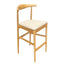 Natural Horn Wood Bar Stool with Ivory Vinyl Cushion