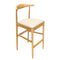 Chivari Natural Horn Wood Bar Stool with Ivory Vinyl Cushion BHWN-SHVIV-KT