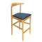 Chivari Natural Horn Wood Bar Stool with Navy Blue Vinyl Cushion BHWN-SHVNB-KT