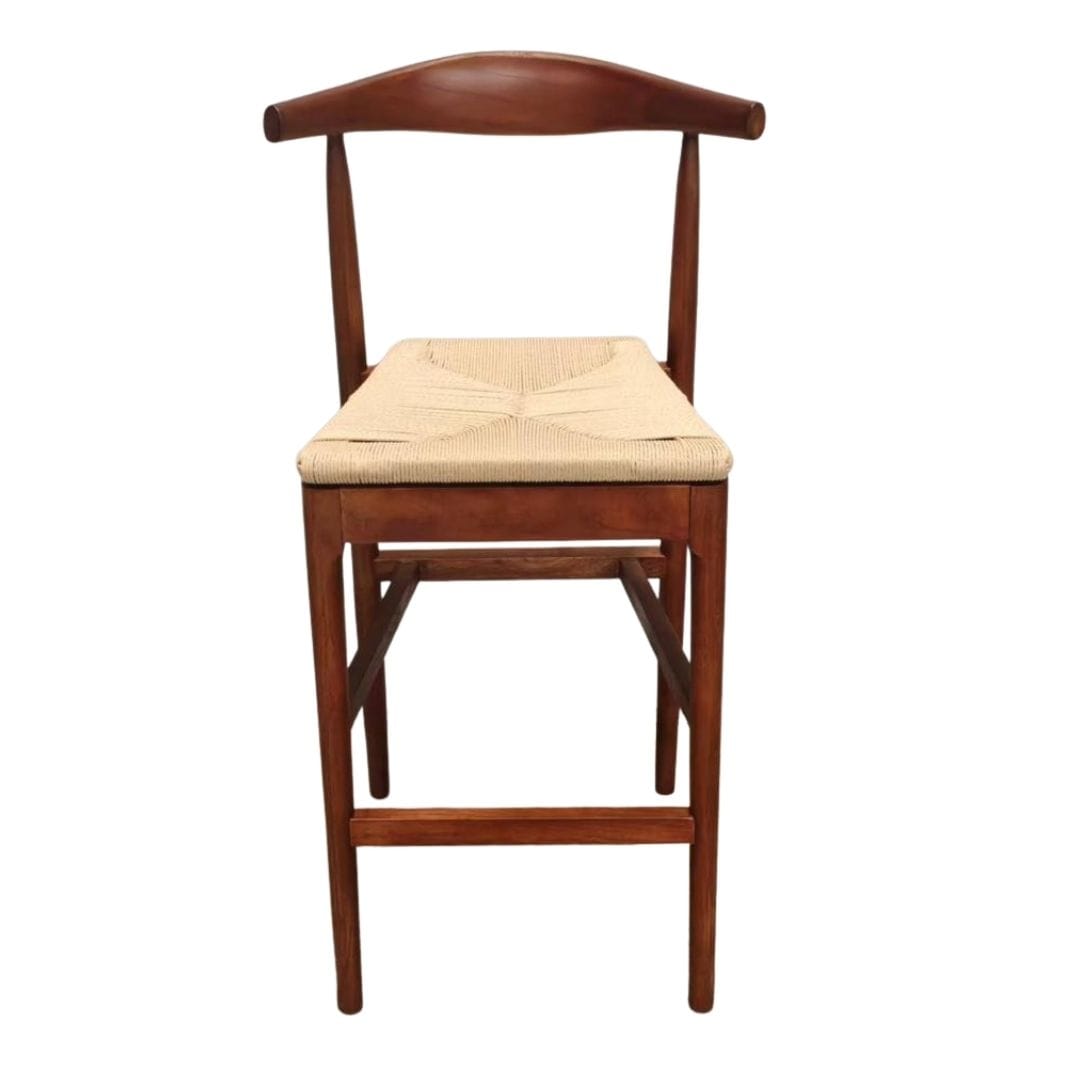 Chivari Walnut Finish Horn Wood Bar Stool with Natural Rope Seat BHWWL-SHRNT-KT