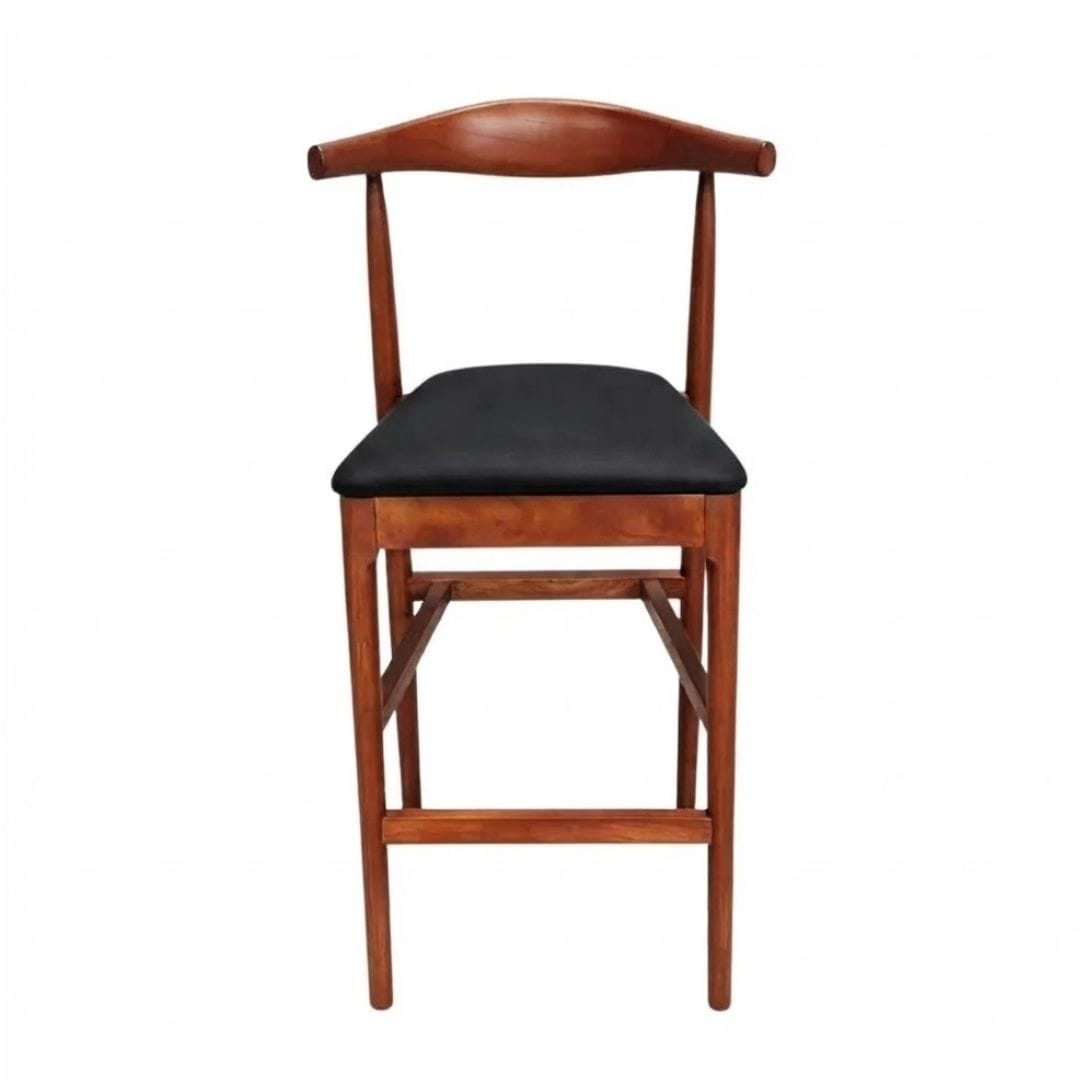 Chivari Walnut Finish Horn Wood Bar Stool with Black Vinyl Cushion BHWWL-SHVBL-KT
