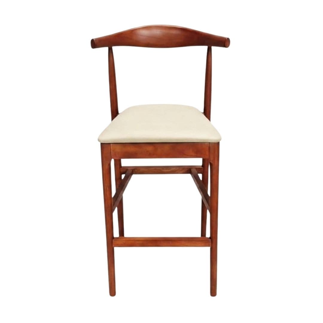 Chivari Walnut Finish Horn Wood Bar Stool with Ivory Vinyl Cushion BHWWL-SHVIV-KT