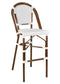 Toulouse White and White French Bistro Barstool 30" Seat Height Hand Woven Wicker BBPWD-AX-T