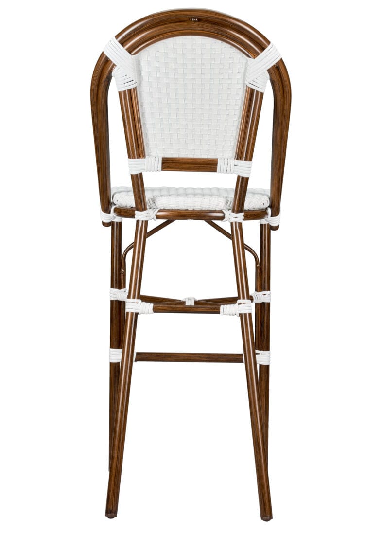 Toulouse White and White French Bistro Barstool 30" Seat Height Hand Woven Wicker BBPWD-AX-T