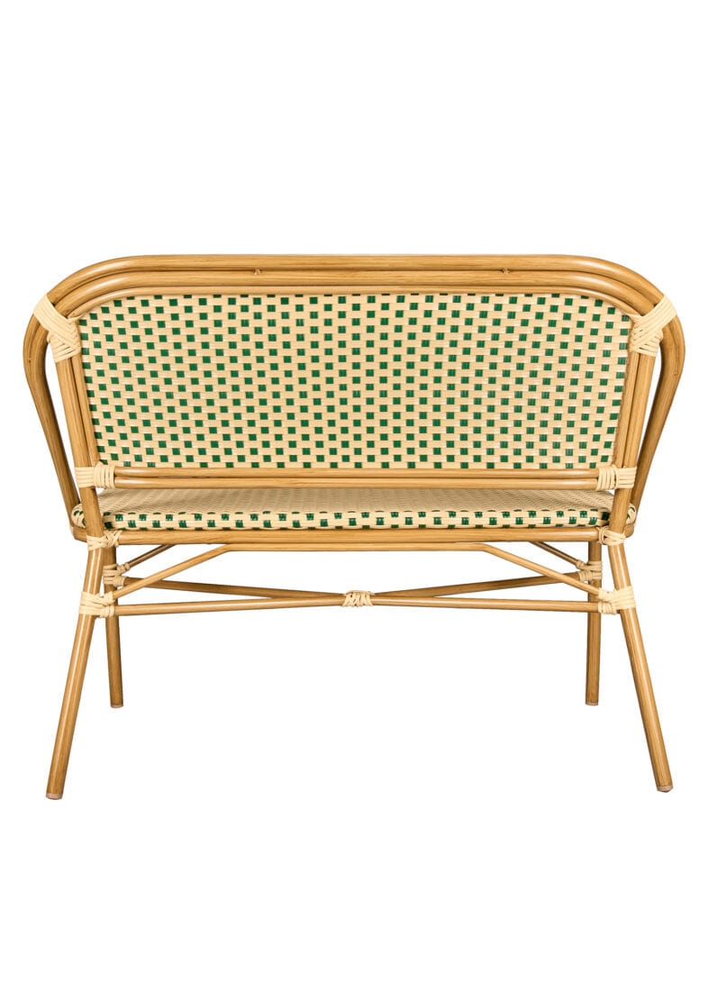 Toulouse Beige on Green Light Frame Bistro Bench Loveseat BNBPBG-AX-T