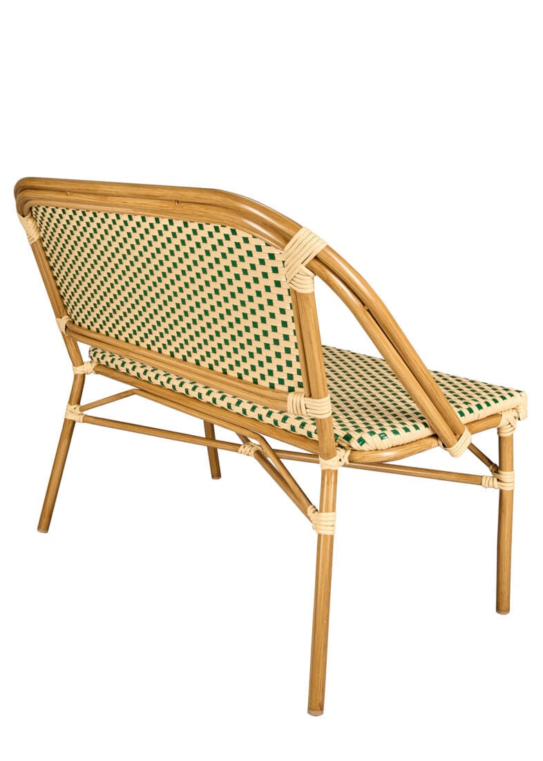 Toulouse Beige on Green Light Frame Bistro Bench Loveseat BNBPBG-AX-T
