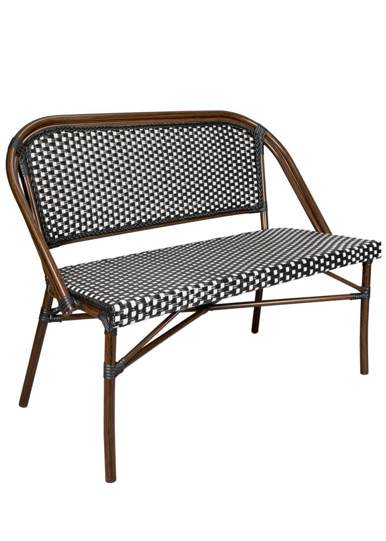 Toulouse Black on White Dark Frame Bistro Bench Loveseat BNBPBLA-AX-T