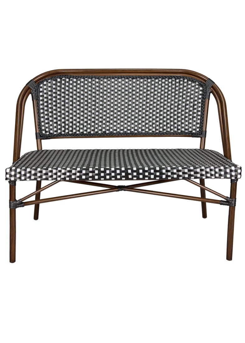 Toulouse Black on White Dark Frame Bistro Bench Loveseat BNBPBLA-AX-T