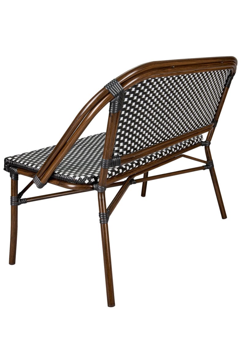 Toulouse Black on White Dark Frame Bistro Bench Loveseat BNBPBLA-AX-T