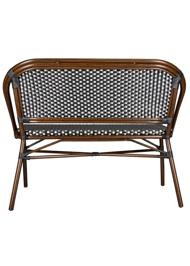 Toulouse Black on White Dark Frame Bistro Bench Loveseat BNBPBLA-AX-T