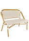 Toulouse White on Beige Medium Frame Bistro Bench Loveseat BNBPWB-AX-T