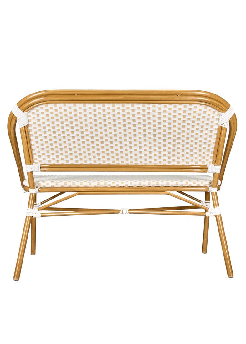 Toulouse White on Beige Medium Frame Bistro Bench Loveseat BNBPWB-AX-T
