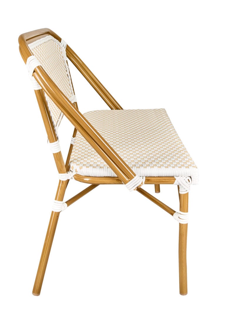 Toulouse White on Beige Medium Frame Bistro Bench Loveseat BNBPWB-AX-T