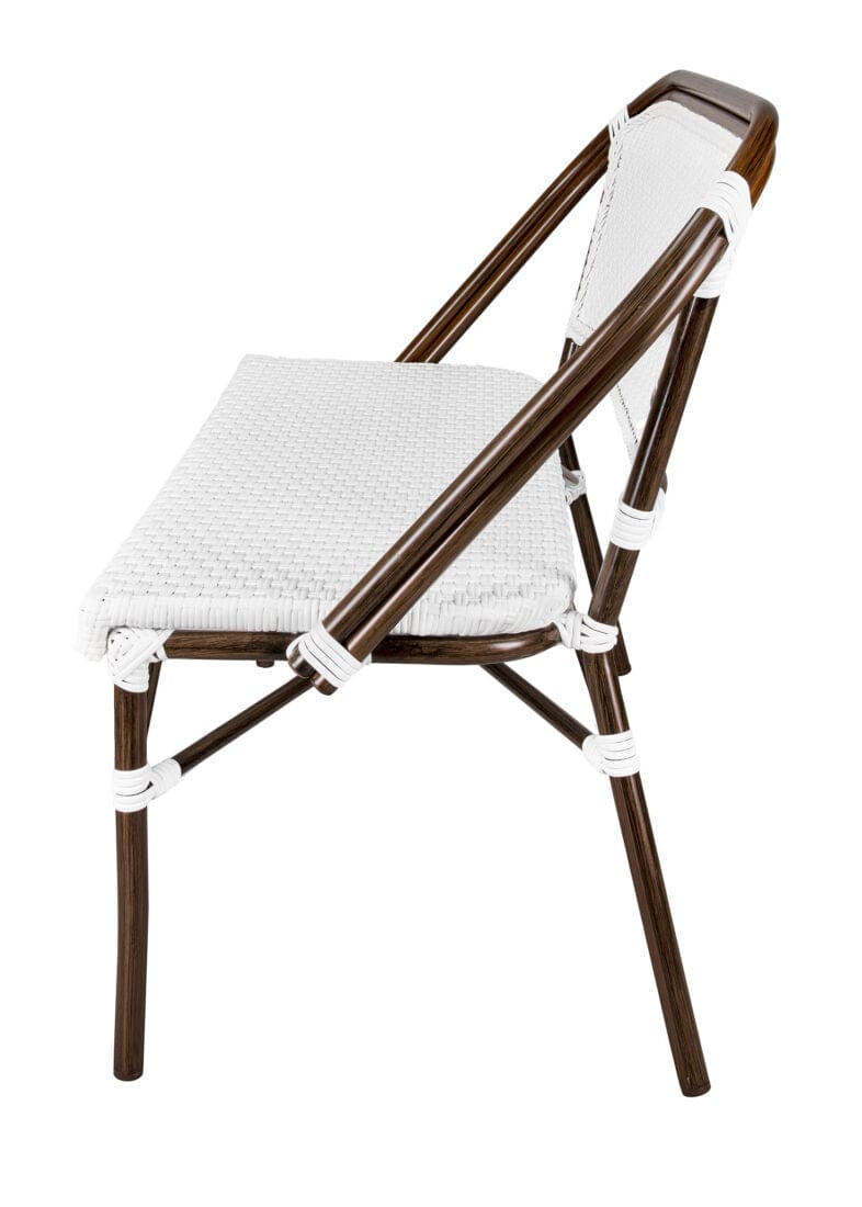 Toulouse White on White Dark Frame Bistro Bench Loveseat BNBPWWD-AX-T
