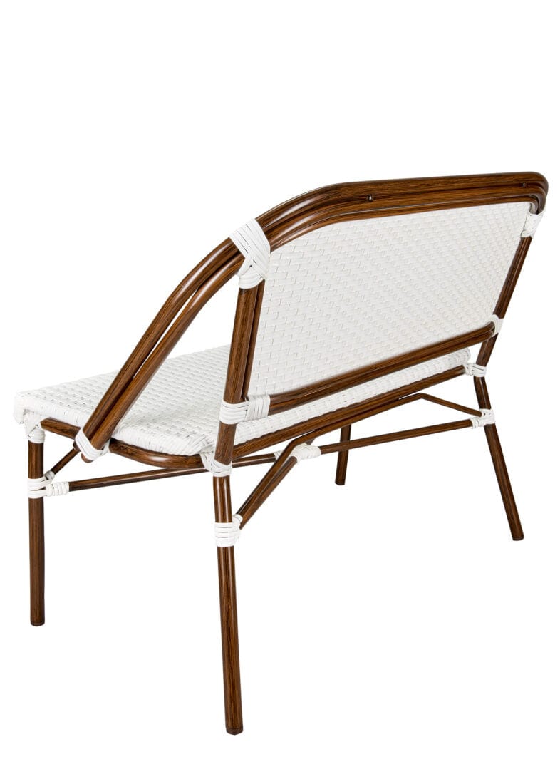 Toulouse White on White Dark Frame Bistro Bench Loveseat BNBPWWD-AX-T