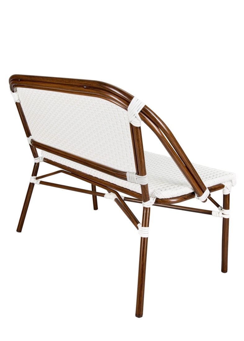 Toulouse White on White Dark Frame Bistro Bench Loveseat BNBPWWD-AX-T
