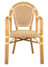Toulouse Beige and Maroon French Bistro Patio Dining Chair with Arms CBPABM-AX-T