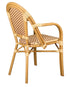 Toulouse Beige and Maroon French Bistro Patio Dining Chair with Arms CBPABM-AX-T