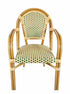Toulouse Beige and Green French Bistro Set Includes 40" Table and 4 Chairs with Arms FBK-BG-AW4-AX