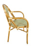 Toulouse Beige and Green French Bistro Set Includes 40" Table and 4 Chairs with Arms FBK-BG-AW4-AX