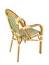 Toulouse Beige and Green French Bistro Set Includes 40" Table and 4 Chairs with Arms FBK-BG-AW4-AX